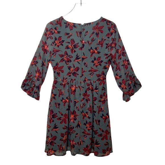 Madewell Ruffle Sleeve Women’s Dress In Winter Orchid Dark Florals Sz 4 - Picture 9 of 13